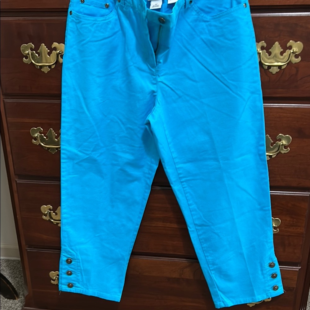 Vibrant Blue Pants with Button Accents